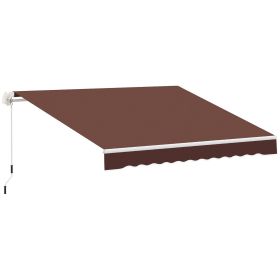 Outsunny 12' x 8' Retractable Awning Patio Awnings Sun Shade Shelter with Manual Crank Handle