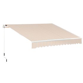 Outsunny 13' x 8' Retractable Awning, Patio Awnings, Sunshade Shelter w/ Manual Crank Handle, UV & Water-Resistant Fabric and Aluminum Frame for Deck