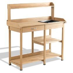 Garden Wooden Planting Potting Bench Table with Shelves