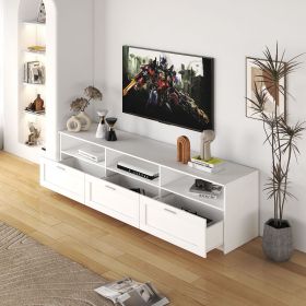 White modern minimalist TV cabinet 80 inch TV stand, open locker Living Room Bedroom