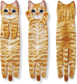 Cat Funny Hand Towels for Bathroom Kitchen (Color: orange)