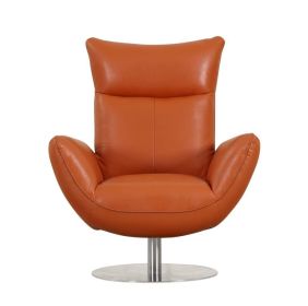 Global United 22" Modern Genuine Italian Leather Lounge Chair (Color: as Pic)