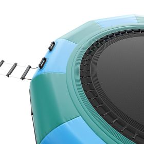 VEVOR Inflatable Water Bouncer, 12ft Recreational Water Trampoline, Portable Bounce Swim Platform with 3-Step Ladder & Electric Air Pump (Color: Blue & Green, size: 12 ft)