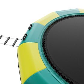 VEVOR Inflatable Water Bouncer, 12ft Recreational Water Trampoline, Portable Bounce Swim Platform with 3-Step Ladder & Electric Air Pump (Color: Green & Yellow, size: 12 ft)